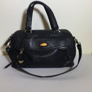 Tahari black leather satchel